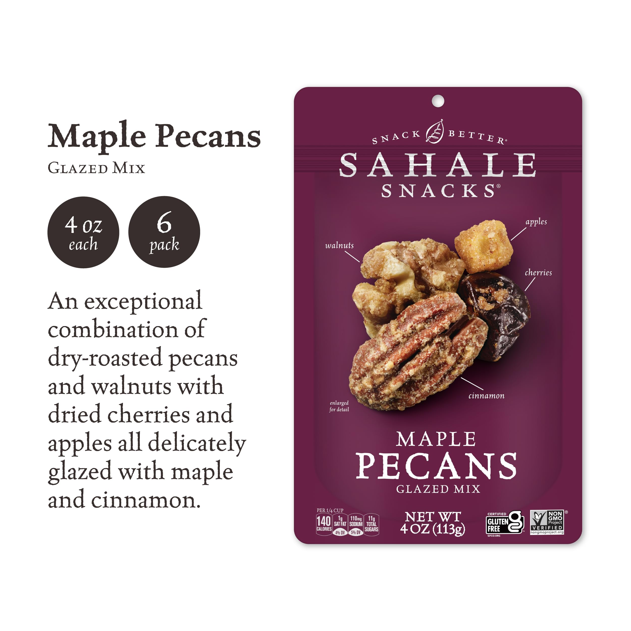 Amazon.com : Sahale Snacks Maple Pecans Glazed Mix, 4 oz Pouches